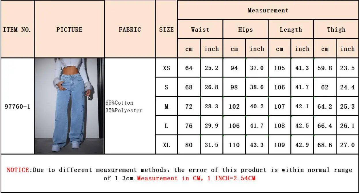 Denim Pants Women Bow Print Jeans High Waist Washed Distressed Straight Trousers Vintage Floor Length Streetwear Wide Leg Pants