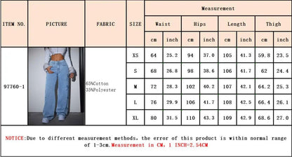 Denim Pants Women Bow Print Jeans High Waist Washed Distressed Straight Trousers Vintage Floor Length Streetwear Wide Leg Pants