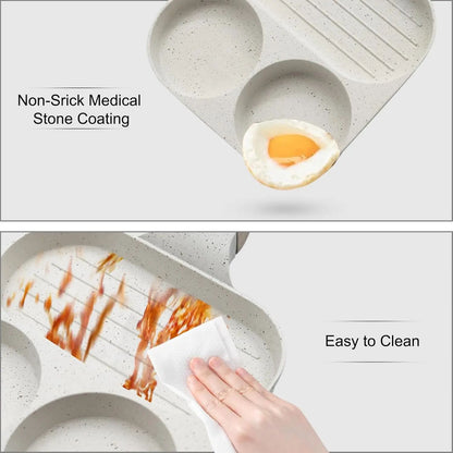 Egg Pans Small Frying Pan Nonstick for Eggs 3Section,Omelette Pan Egg Frying Pan Suitable for Pancake,Hamburger,Sandwiches