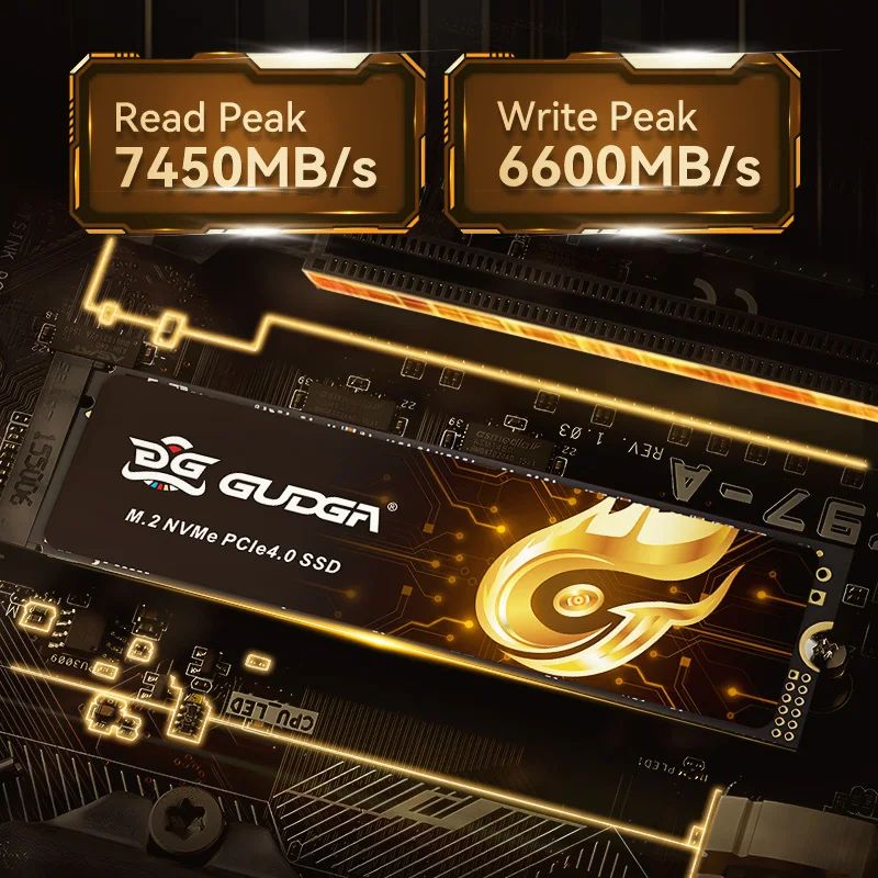 GUDGA 7450MB/s SSD M2 PCIe 4.0 NVME 2tb 512g 1TB 4tb 4 M.2 Gen4 Disco rígido de estado sólido NMVE PCIe 4.0 HDD para notebook PS5