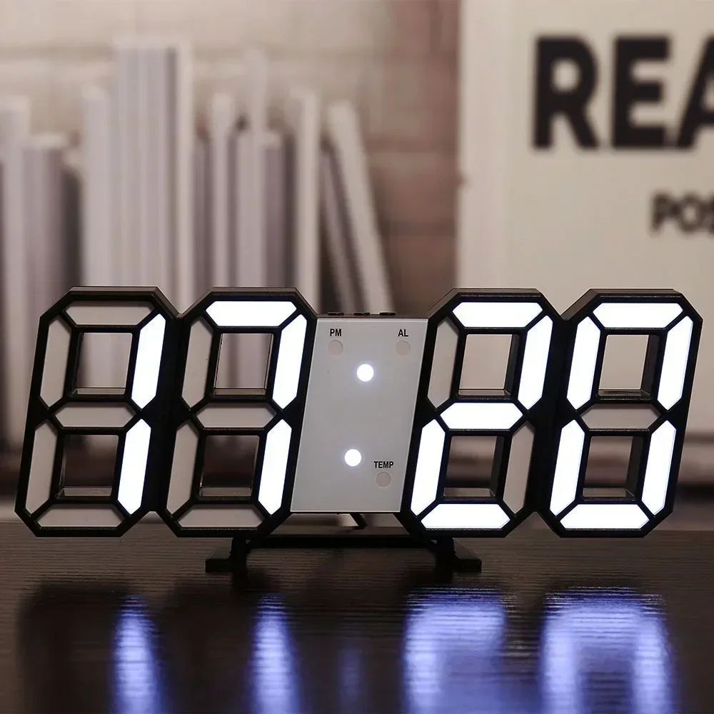 3D LED Digital Clock Wall Decoration Glow Night Mode Decoration for Home Adjustable Electronic Watch Clock Decor Clocks Garden