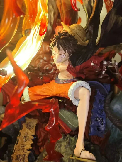 One Piece Gk Boneco Anime Luffy Com Led Brinquedos Gear 3 Estatueta Red Roc Pvc Estátua Modelo Colecionável Decoração Presente de Aniversário