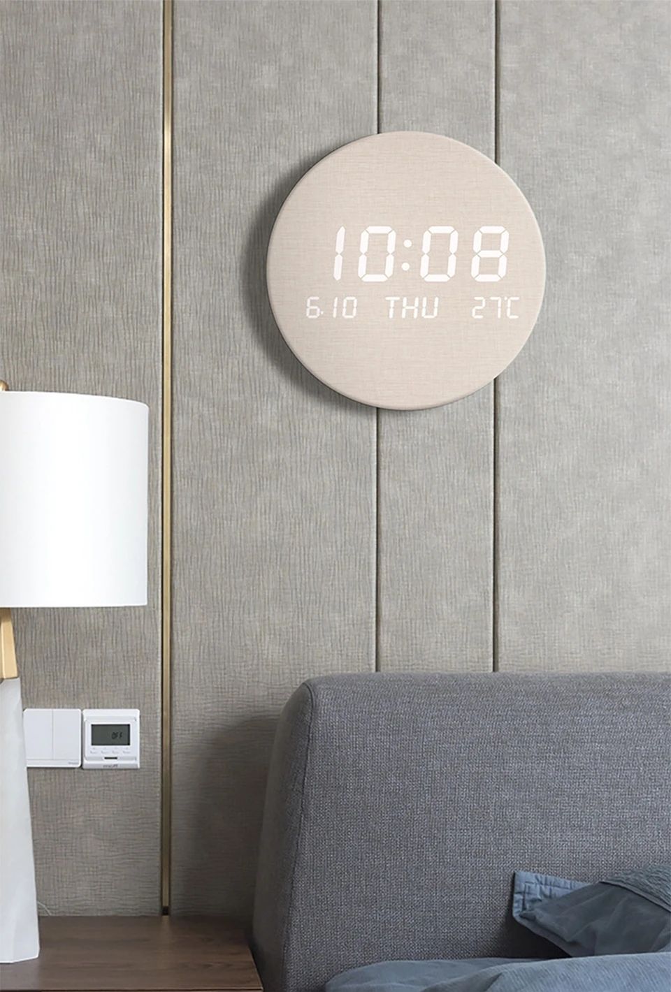 LED Digital Wall Clock Temperature Date Time Multi-function Display Living Room Home Bedroom Silent Clock Fashion Wall Clock