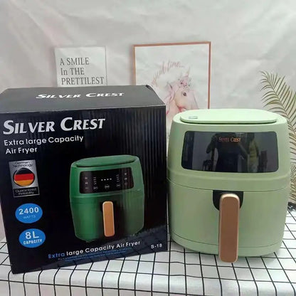 A nova Fritadeira Elétrica Inteligente Sem Óleo de 5L 8L, Fritadeira de Ar de Tela Sensível ao Toque de Grande Capacidade Silver Crest