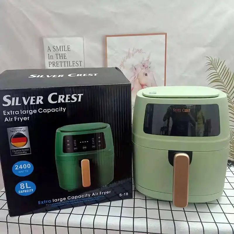 A nova Fritadeira Elétrica Inteligente Sem Óleo de 5L 8L, Fritadeira de Ar de Tela Sensível ao Toque de Grande Capacidade Silver Crest