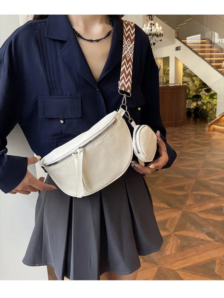 Luxury Genuine Leather Woman Chest Bag High Quality Cow Leather Women's Crossbody Bag With Small Purse Female Handbags Waist Bag