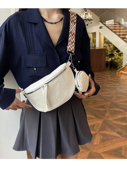 Luxury Genuine Leather Woman Chest Bag High Quality Cow Leather Women's Crossbody Bag With Small Purse Female Handbags Waist Bag