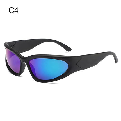 New Y2K Rimless Punk Sunglasses Goggle Women Men Luxury Brand Wrap Around Sun Glasses Five Star Eyewear Sports One Piece Shades
