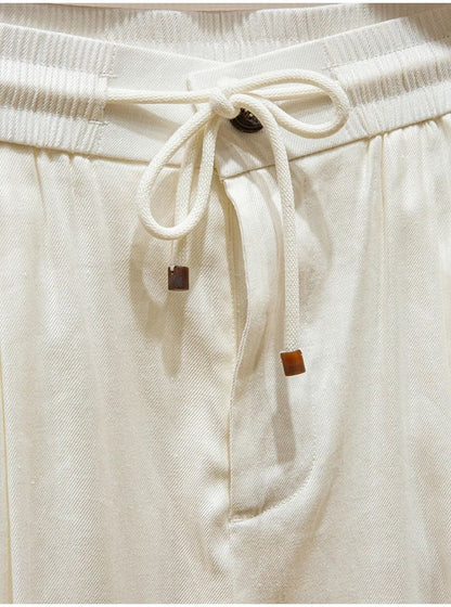 BC Summer Breathable Thin Linen Blended Loose Straight Elastic Waist Casual Shorts