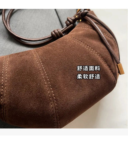 Velvet Material 2025 High Quality Zipper Shoulder Bag Solid Color Simple Fashionable Crossbody Bag Soft Western Style Handbag