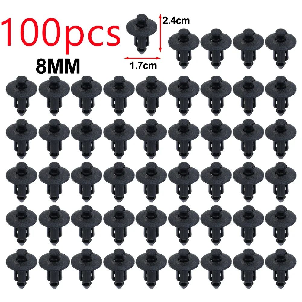 100/50pçs Rebites de Plástico para Carro Presilhas de Fixação para Painel de Carenagem 3 Tamanhos Mistos Pino de Pressão Fixador Automotivo 6mm 7mm 8mm Interior