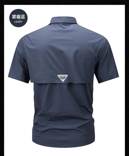 Summer Tactical Shirts Men Work Short Sleeve Shirt Outdoor Breathable Quick Dry Multi-pocket Cargo Camp Hike Short Sleeved Shirt
