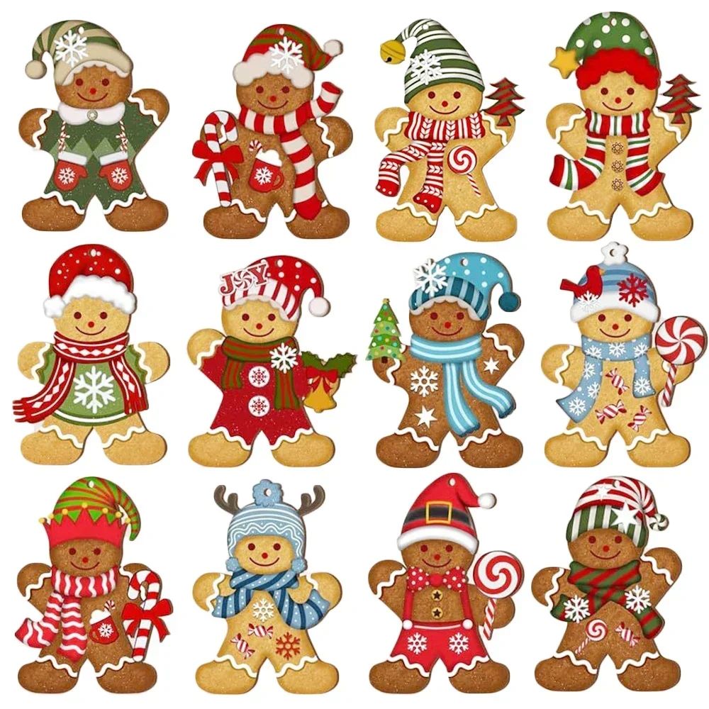 Christmas Gingerbread Man Ornaments Xmas Tree Wooden Hanging Pendants 2026 New Year Party Home Decoration Kids DIY GIft