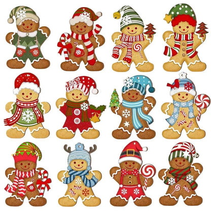 Christmas Gingerbread Man Ornaments Xmas Tree Wooden Hanging Pendants 2026 New Year Party Home Decoration Kids DIY GIft