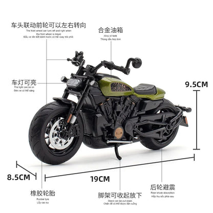1:12 Harley SPORTSTER S Moto Alta Simulação Liga de Metal Fundido Modelo de Carro Coleção de Luz e Som Brinquedos Infantis Presentes M41