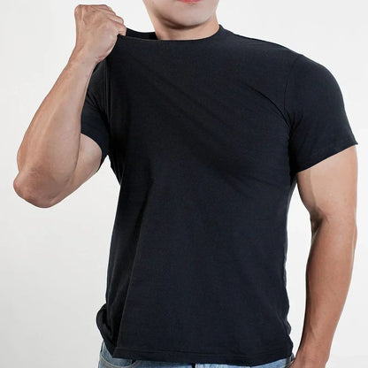 3pcs Mens Plain T-Shirt Casual 100% Cotton Slim Fit Short Sleeve Fitness Top Gym Clothes Soft Male White Black Big Size T Shirt
