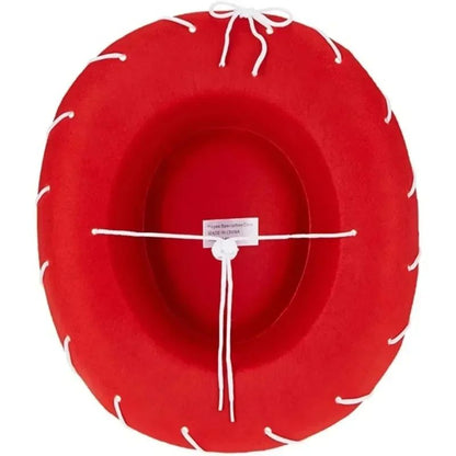 Chapéu de Cowboy Marrom e Vermelho de Feltro Estilo Lenhador Ajustável com Aba Larga Ocidental para Esportes ao Ar Livre Escalada Festa no Deserto Suprimentos
