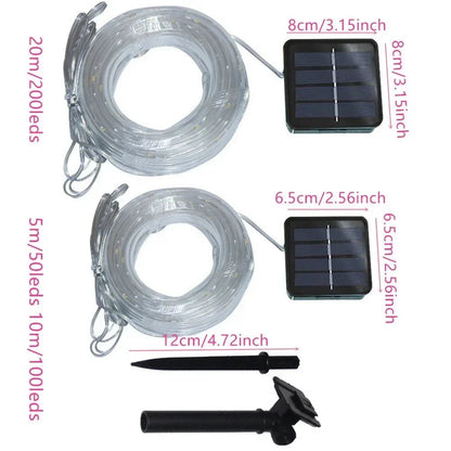 Solar Rope Lights Outdoor Blue LED PVC Tube Fairy String Light Garden Wedding and Birthday Outdoor Holiday Home Decoration