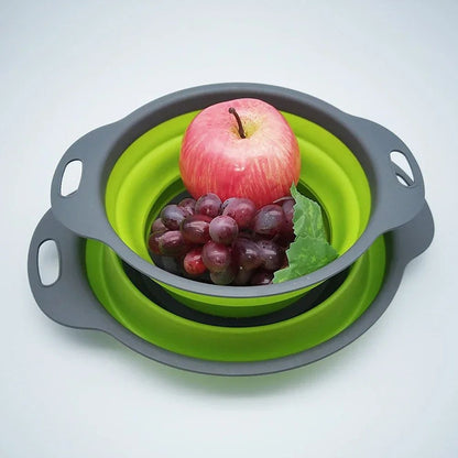 Cesto de Drenagem Dobrável de Silicone Cesto de Lavar Frutas e Vegetais Coador Dobrável Escorredor Dobrável Ferramenta de Armazenamento de Cozinha
