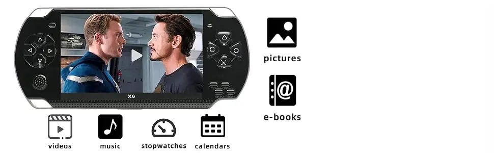 JXD Handheld Game Console 4.3 inch 8GB Built in 2000 Games for Multiple Simulators X6 Retro Video Game Console Mp3/4/Ebook TV Out Mini Hand Portable Game Player Device Holiday (White)