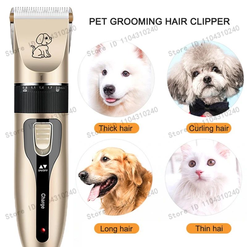 Máquina de Tosa Elétrica para Cães, Kit de Cuidados para Animais de Estimação Recarregável, Aparador de Pelos para Gatos, Cortador de Pelos, Removedor Silencioso, Máquina de Lixar Unhas