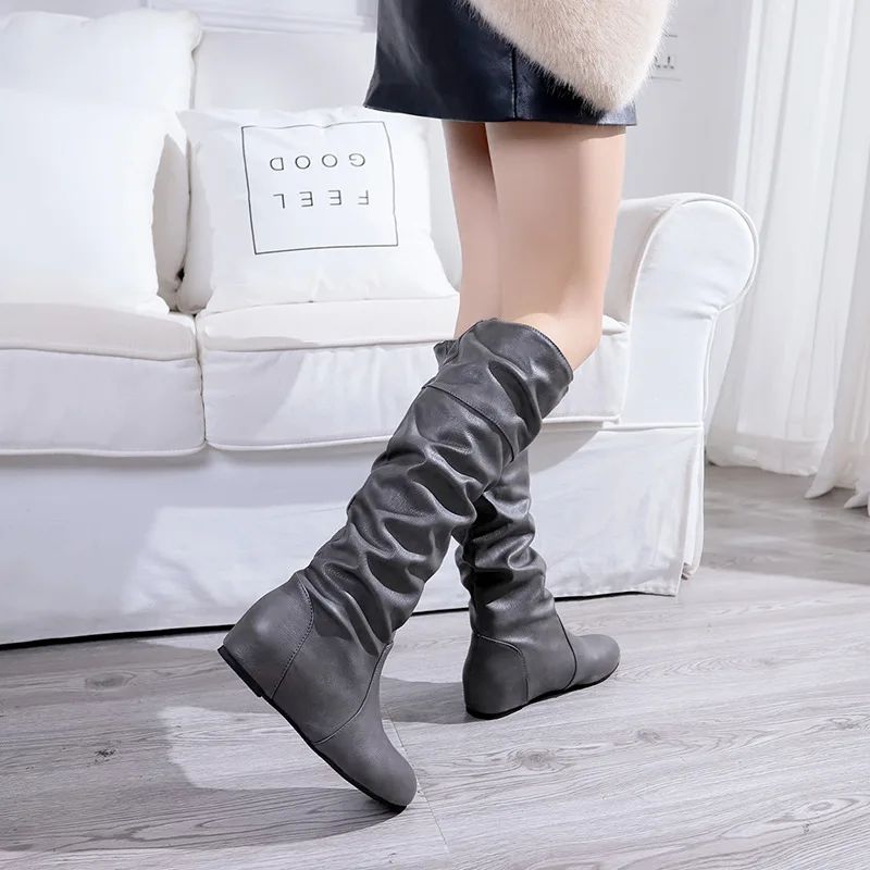 Flat Shoes Spring Autumn Women High Boots Long Western Cowboy Boots Women Footwear Large size 35-43 2024 Mid-Calf Boots Women