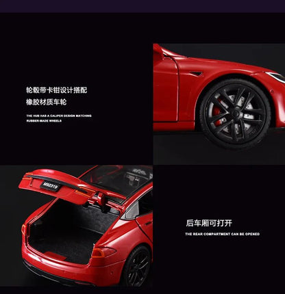 1:24 Tesla Model S Miniatures Simulation Alloy Metal Diecast Model Car Sound & Light car Toys for Kids Gifts for Boyfriend C270