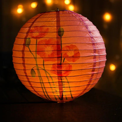 12Inch Printed Flower Round Chinese Paper Lanterns Birthday Wedding Decor Craft DIY Festival Lantern Party Supplies