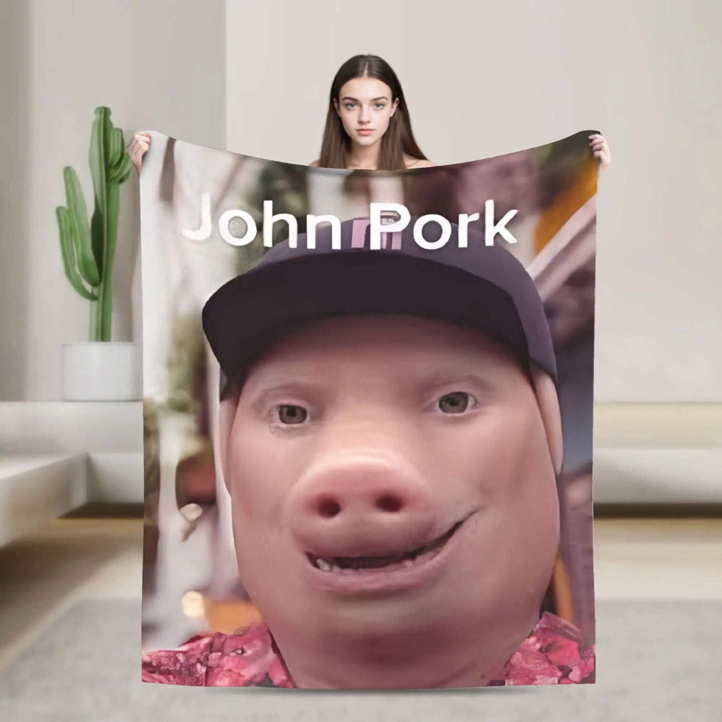 Super Soft Funny Print Throw Blanket for Bedding Travel Outdoor Use  John Pork Is Calling