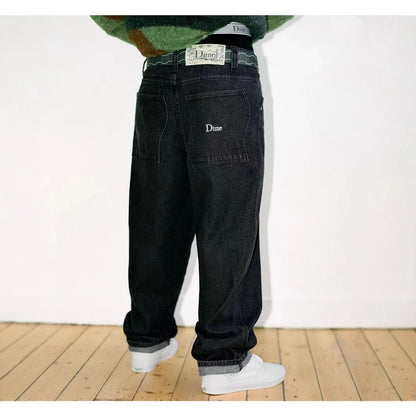 Calça Jeans Masculina Dime Baggy Reta Larga Casual Streetwear Skate Calça Jeans Lavada Comprida Curta Estilo Hip Hop