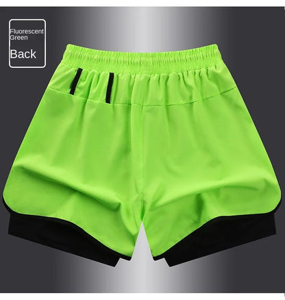 ? S-5XL ?2025 Sports Three Piece Pants Summer Popular Anti glare Double layered Sports Shorts for Men and Women Couples Ru