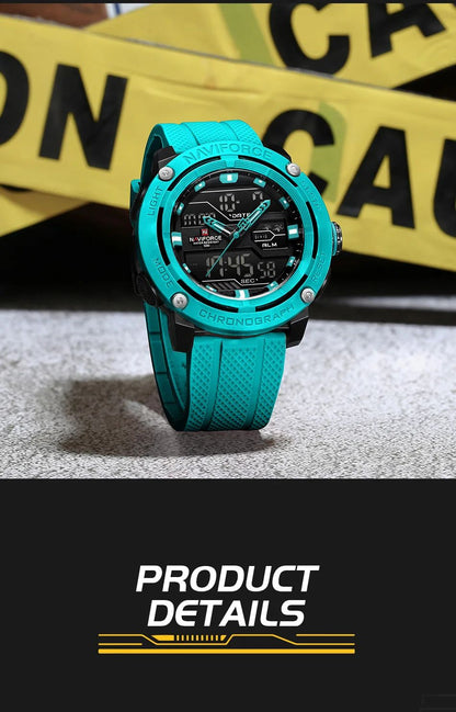 NAVIFORCE Sport Watch for Men Waterproof Dual Display Quartz Wristwatch Mens Digital Date Clock Military Stopwatch Reloj Hombre
