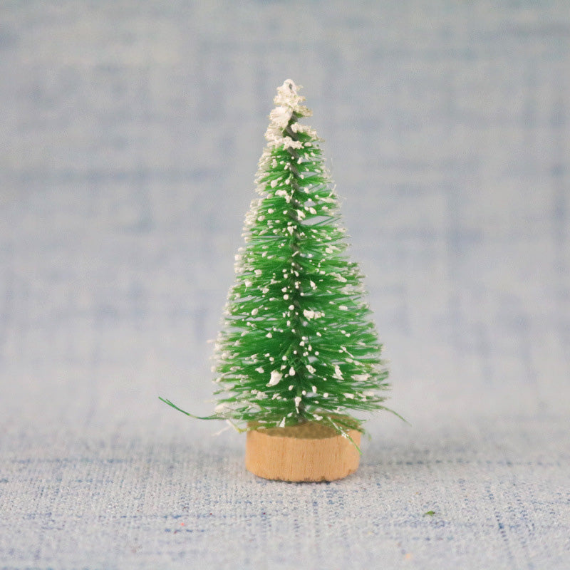 12Pcs Mini Christmas Tree DIY Ornament Artificial Pine Sisal Snow Landscape Xmas Trees Decoration Tabletop Navidad Decor Gifts