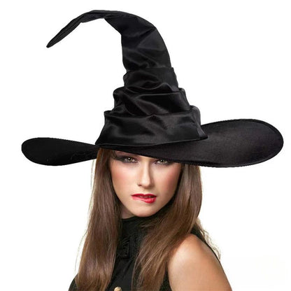 Chapéu de Bruxa de Halloween - Acessório Dobrável de Cosplay de Mago, Boné Preto de Diabo para Adultos Mulheres Homens, Fantasia e Decoração de Festa