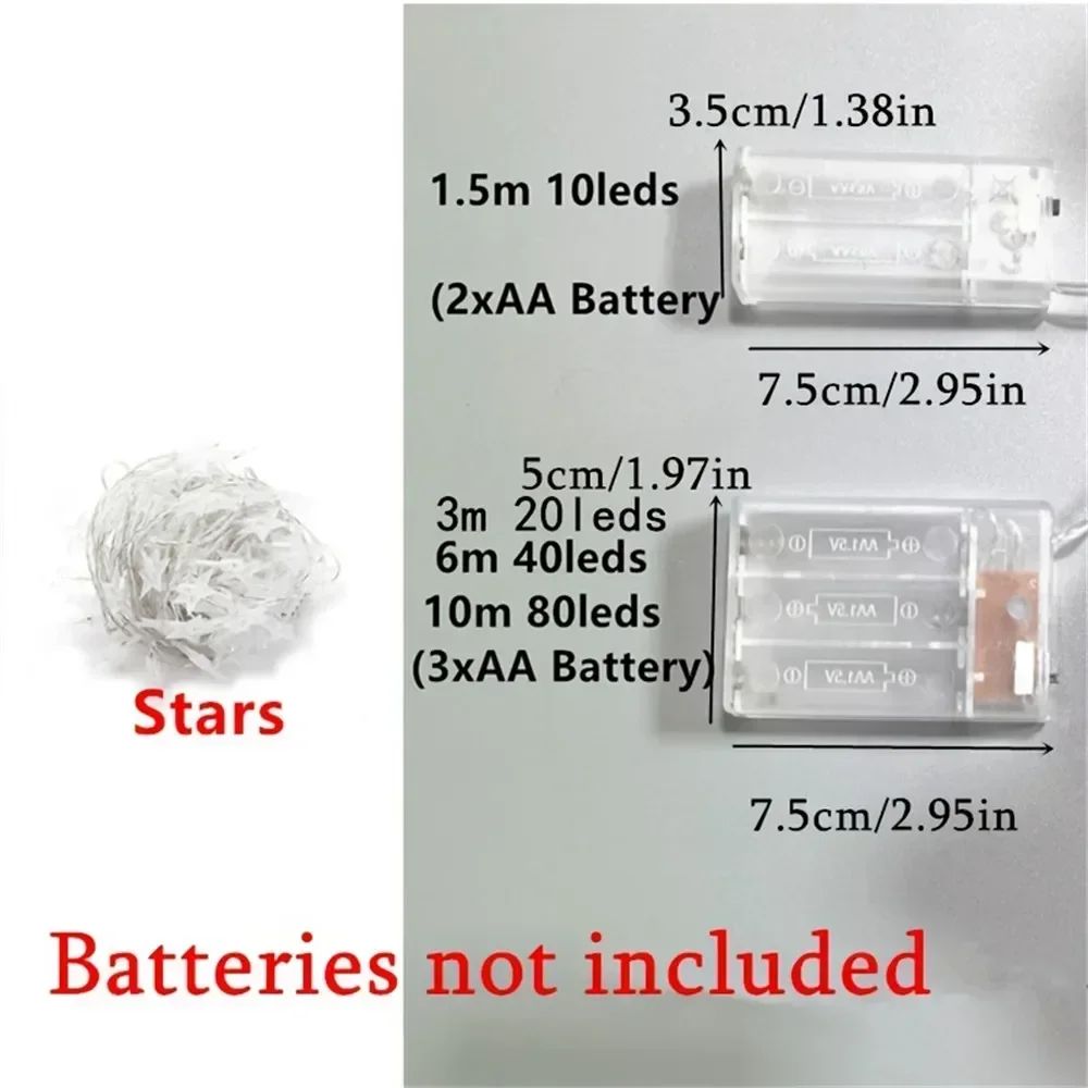 Battery Power Star Led Lights Garland Fairy String Christmas Outdoor Lamp Garden Bedroom Room Wedding Party Decoration