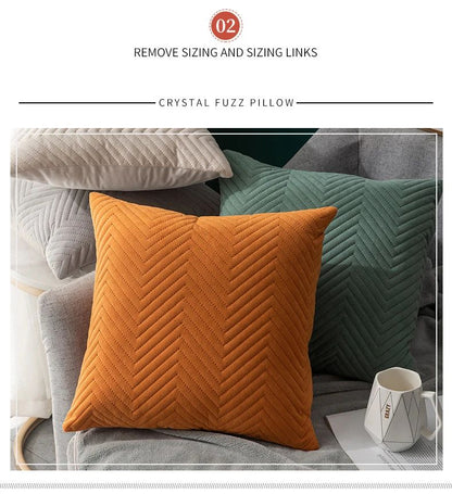 Quilted Velvet Pillowcase Throw Pillow Covers Home Cojines Decor Pillow Cases Simple Sofa Cushion Cover Decorative 45x45cm