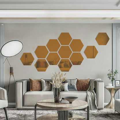 3/6/12pcs 3D Hexagon Mirror Wall Sticker DIY TV Background Living Room Stickers Wall Decor Bedroom Bathroom Home Decoration