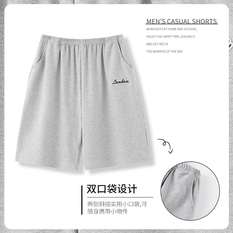 Summer new style solid color pajama pants adluts home loose cotton pajama men's sleep bottom elastic waist breathable shorts