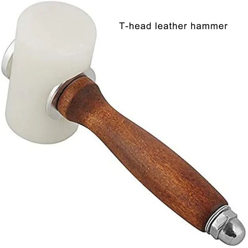 Martelo Profissional de Nylon para Esculpir Couro, Cabo de Madeira, Marreta, Instalação de Peças Artesanais, Ferramenta Manual de Percussão