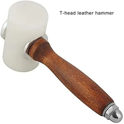Martelo Profissional de Nylon para Esculpir Couro, Cabo de Madeira, Marreta, Instalação de Peças Artesanais, Ferramenta Manual de Percussão