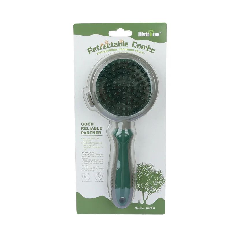 Cat Hair Removal Pet Brush Double Sided Massaging Retractable Self Cleaning Soft Pet Grooming Brush with Handle Pet Loose Hairs