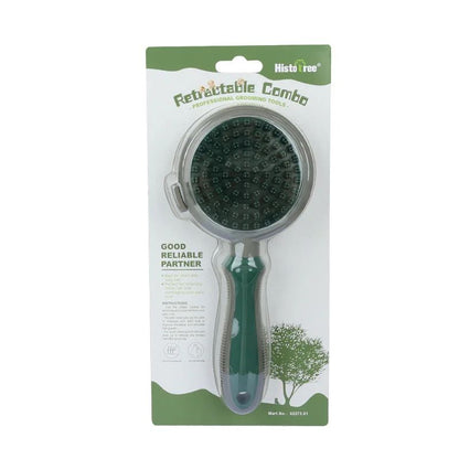 Cat Hair Removal Pet Brush Double Sided Massaging Retractable Self Cleaning Soft Pet Grooming Brush with Handle Pet Loose Hairs