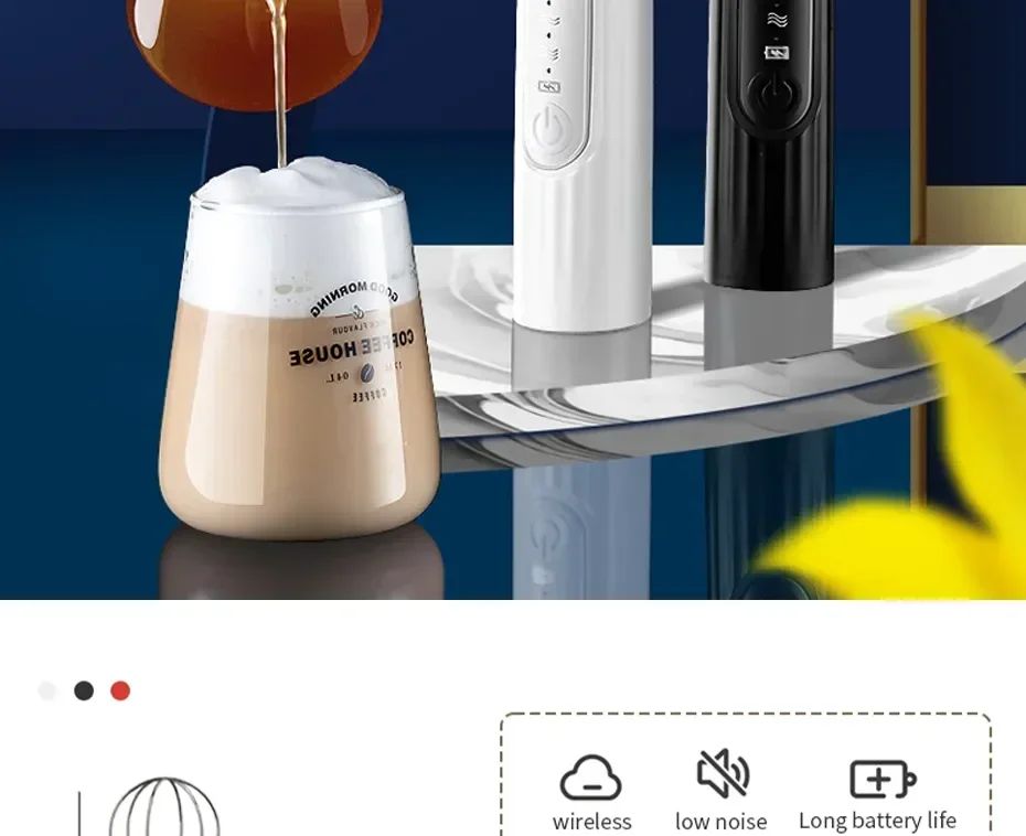 Batedor de Ovos Elétrico Recarregável USB 2 em 1 Batedor de Café Misturador de Leite Duas Cabeças Espumadores de Leite Agitador de Cozimento Utensílios de Cozinha