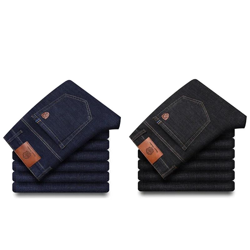 Calça Jeans Masculina de Marca de Luxo Stretch Reta Casual Slim Fit Jeans Masculino Design Clássico de Negócios Calça Tamanho Grande