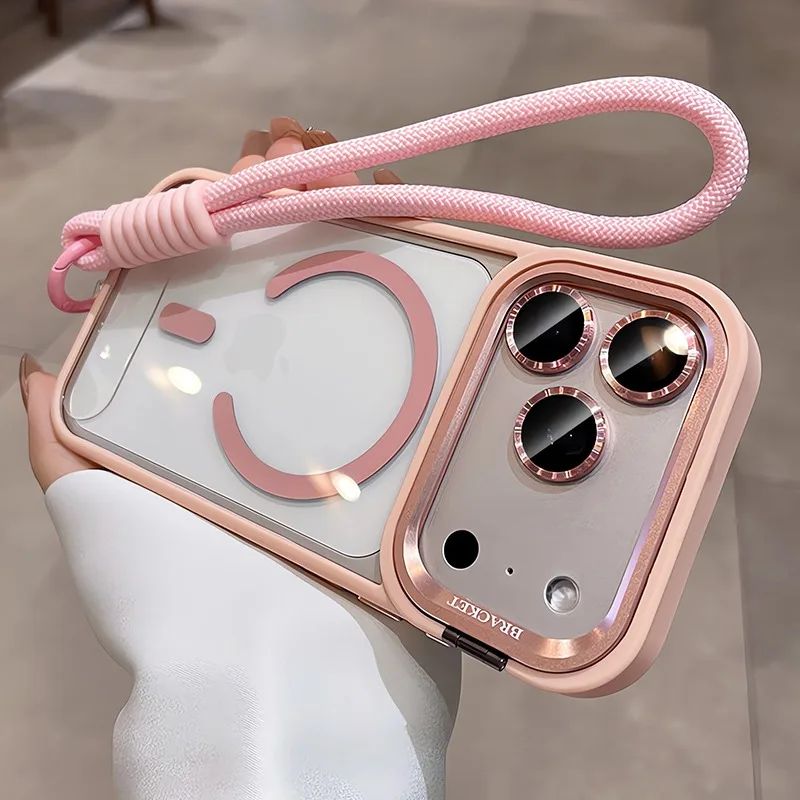 for iPhone 17 Camera Bracket for Magsafe Case for iPhone 17 Pro Max Air Wrist Strap Lens Film ShockProof Wireless Charging Cover