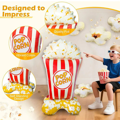 Giant Standing Popcorn Balloon Smiling Clown Foil Balloon for Circus Carnival Theme Party Birthday Christmas Decoration Supplies
