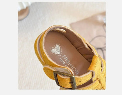 1-12Y Children's Sandals Toe Protect Boys Girls Summer New Candy Color Soft Sole Shoes Kids Casual Retro Flat Leather Sandals