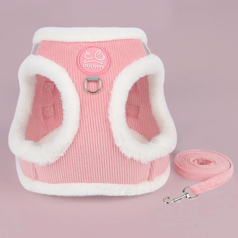 Colete Peitoral de Inverno Quente para Cães Chihuahua com Pelo, Conjunto de Colete Peitoral e Guia para Cães Pequenos, Filhotes, Yorkies, Acessórios para Mascotes