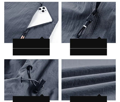 Men's UPF 50+ UV Protection Windbreaker Quick Dry Jacket Outdoor Sun-Protective Thin Hiking Fishing Cycling Hooded Sport Light