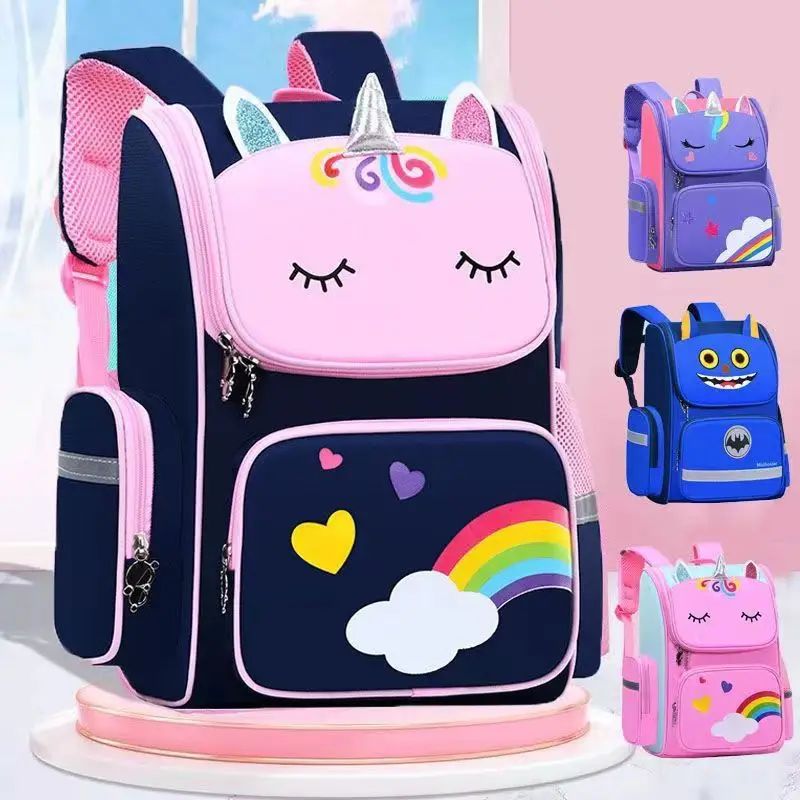 Mochila Escolar Feminina de Grande Capacidade Impermeável Estampa de Unicórnio
